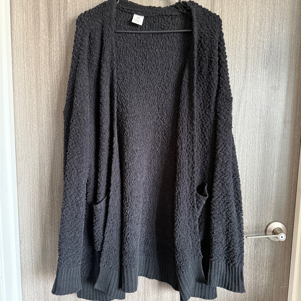Cozy Black Open-Front Sweater